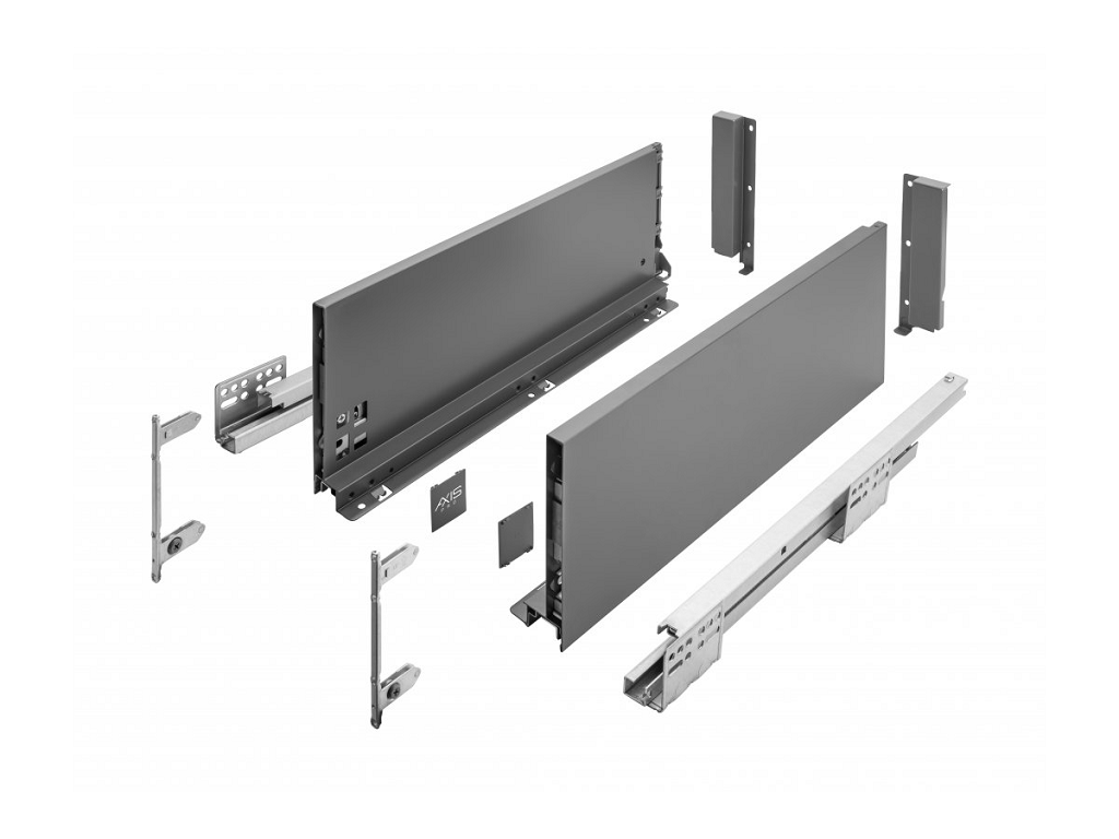 Guide per cassetti Axispro Soft close estrazione totale portata kg.40 con Spondina Antracite C mm.167 varie lunghezze | GTV - immagine 1